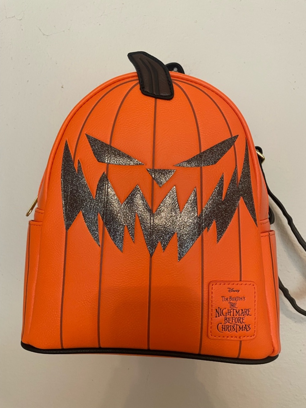 Disney The Nightmare Before Christmas Orange Faux Leather Patch Backpack